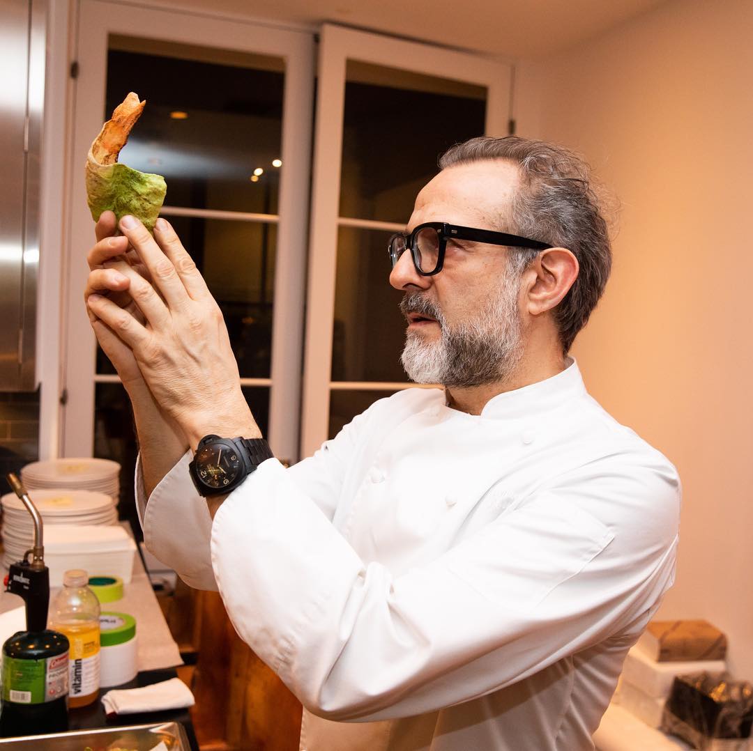 Massimo preparing The Crunchy Part of the Lasanga. Image courtesy of Panerai's Instagram