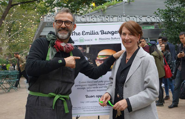 Massimo and Phaidon Publisher Emilia Terragni at the Shake Shack launch