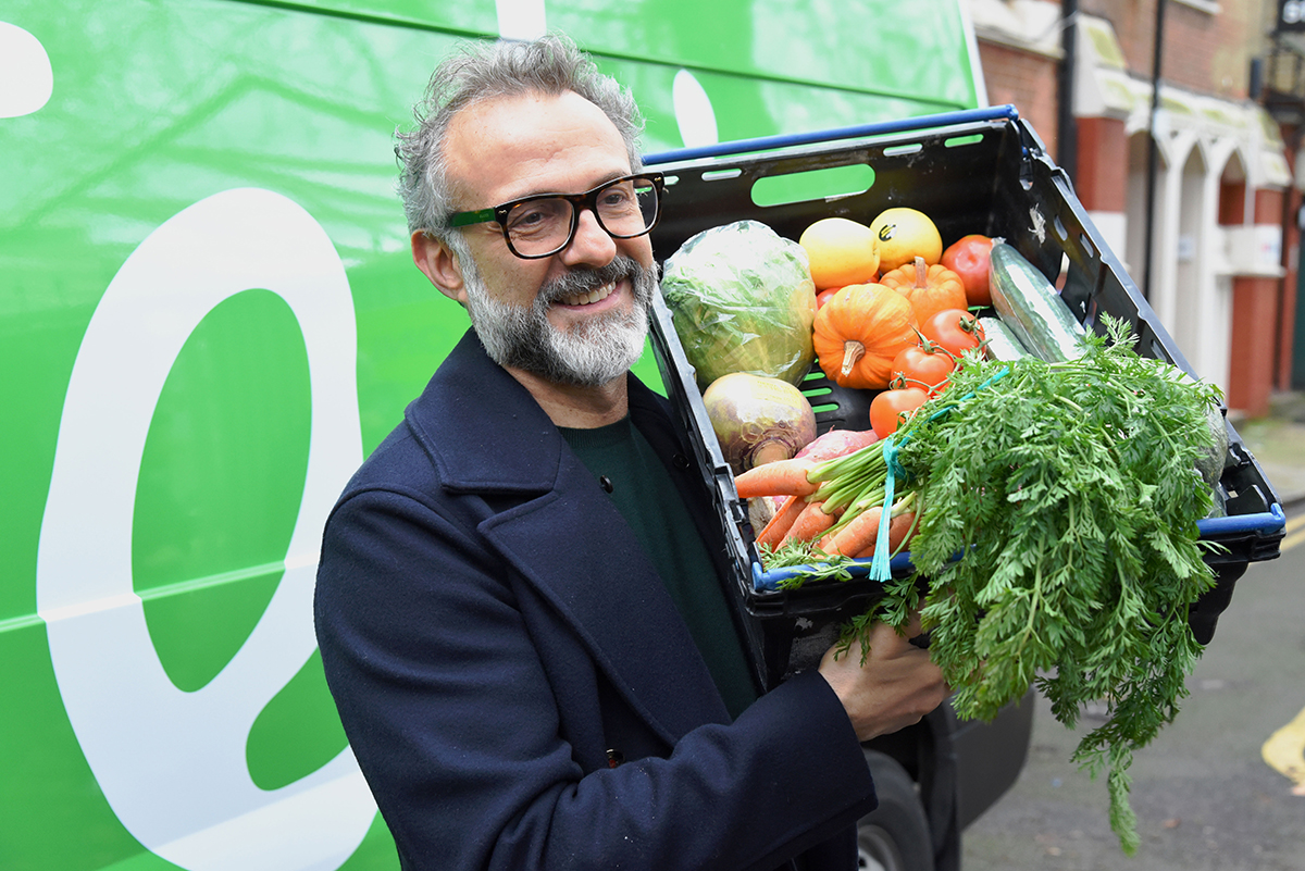 Massimo with produce from the Felix Project