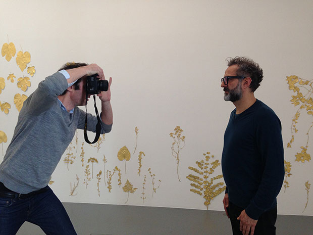 Massimo Bottura being photographed by Jérôme Bonnet
