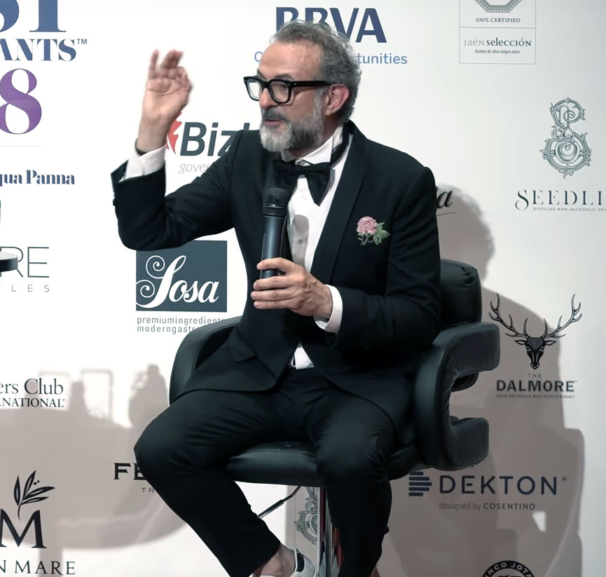 Massimo Bottura at the World's 50 Best Restaurants awards in Bilbao, June 2018