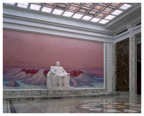 Grand People Study House entrance hall. This is Pyongyang's central library that was built to celebrate leader Kim Il-Sung's 70th birthday. It has a total floor space of 100 000m2 and 600 rooms. Photograph by Maxime Delvaux 