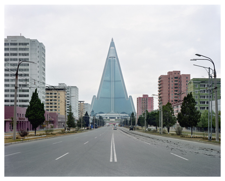 The Ryugyong Hotel with a height of 330 meters, is by far the largest structure in North Korea. The construction began in 1987 and is still ongoing. Photograph by Maxime Delvaux