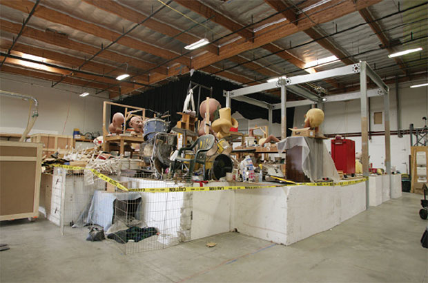 Installation view at Paul McCarthy's studio, Baldwin Park, California - from Phaidon's Contemporary Artist Series book Paul McCarthy