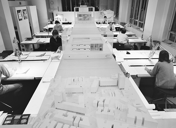 Meier Office, New York, New York, 1977. Photo: Ezra Stoller, Esto.