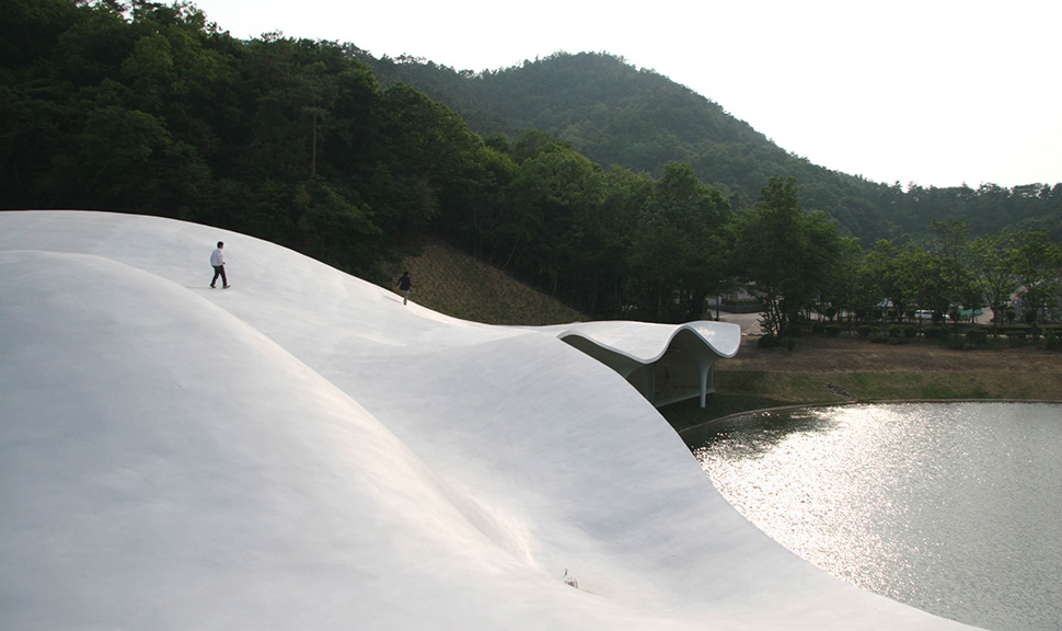 Toyo Ito. Meiso no Mori Municipal Funeral Hall, Gifu, Japan. 2004–06. Image courtesy of Toyo Ito & Associates. From A Japanese Constellation