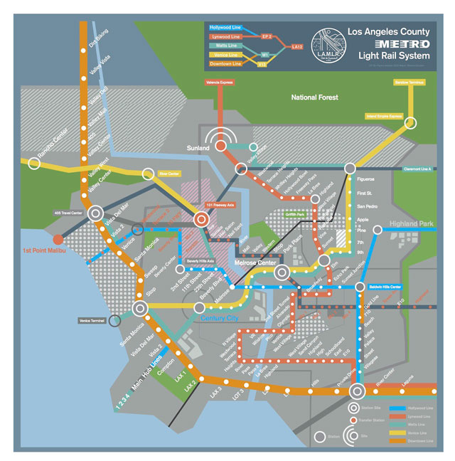 Geoff Mcfetridge's LA Metro map for Her (2014)