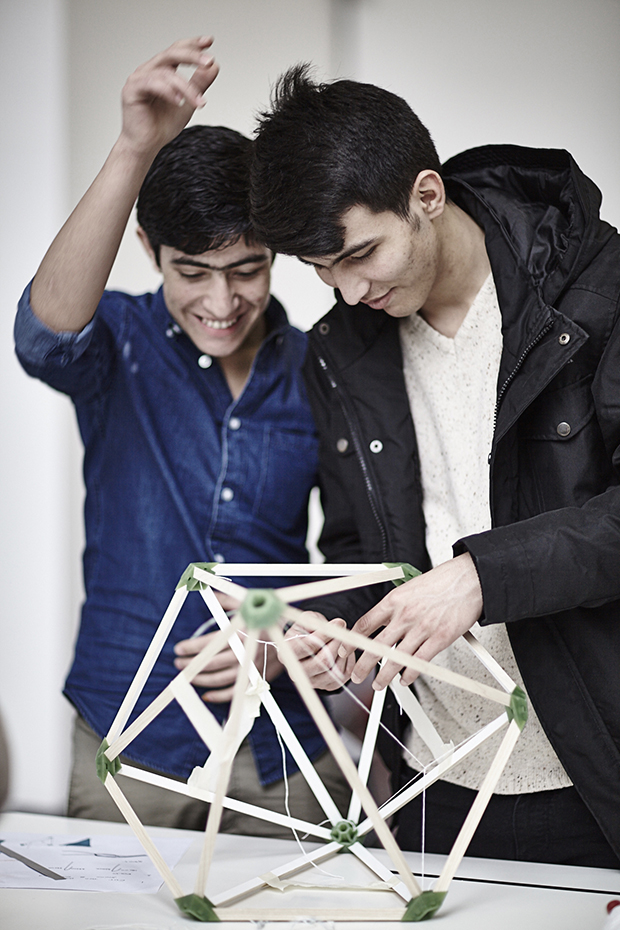 Participants at Olafur Eliasson's Green Light project in Vienna