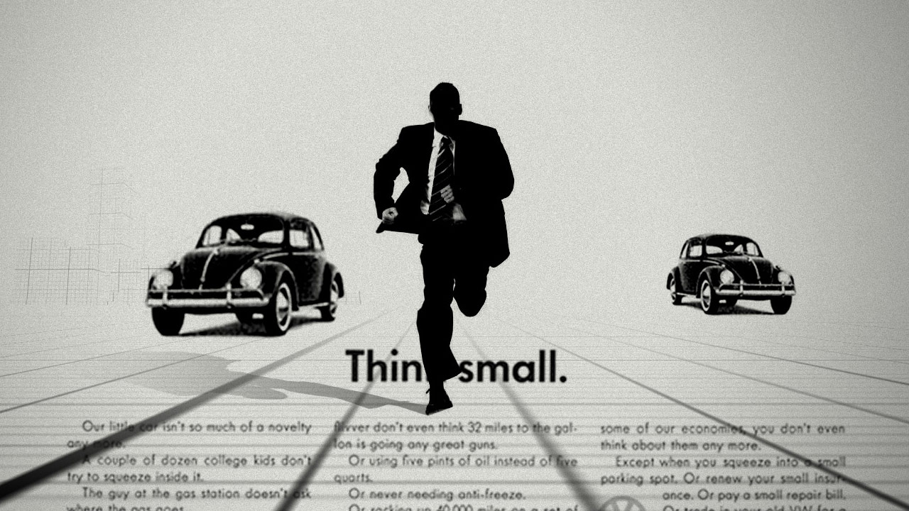 Detail from the VW Beetle Think Small campaign
