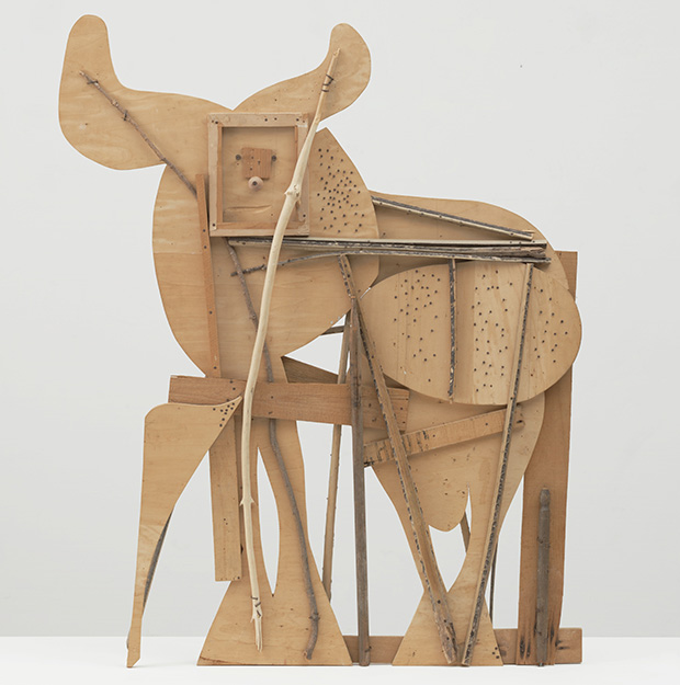 Pablo Picasso (Spanish, 1881–1973) Bull. Cannes, c. 1958. Plywood, tree branch, nails, and screws. 46 1/8 x 56 3/4 x 4 1/8″ (117.2 x 144.1 x 10.5 cm). The Museum of Modern Art, New York. Gift of Jacqueline Picasso in honor of the Museum’s continuous commitment to Pablo Picasso’s art. © 2015 Estate of Pablo Picasso / Artists Rights Society (ARS), New York.