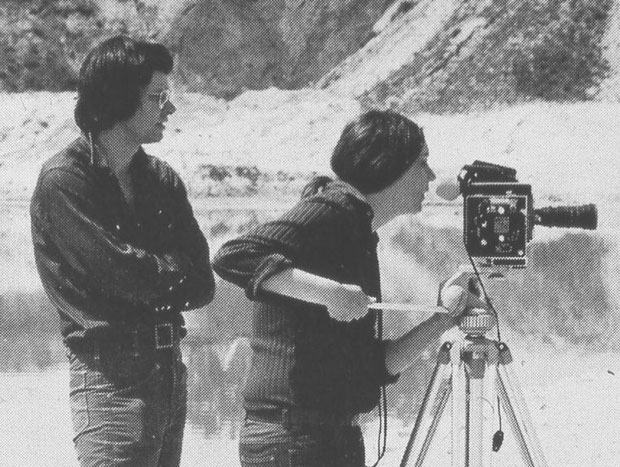 Nancy Holt on location with her husband Robert Smithson