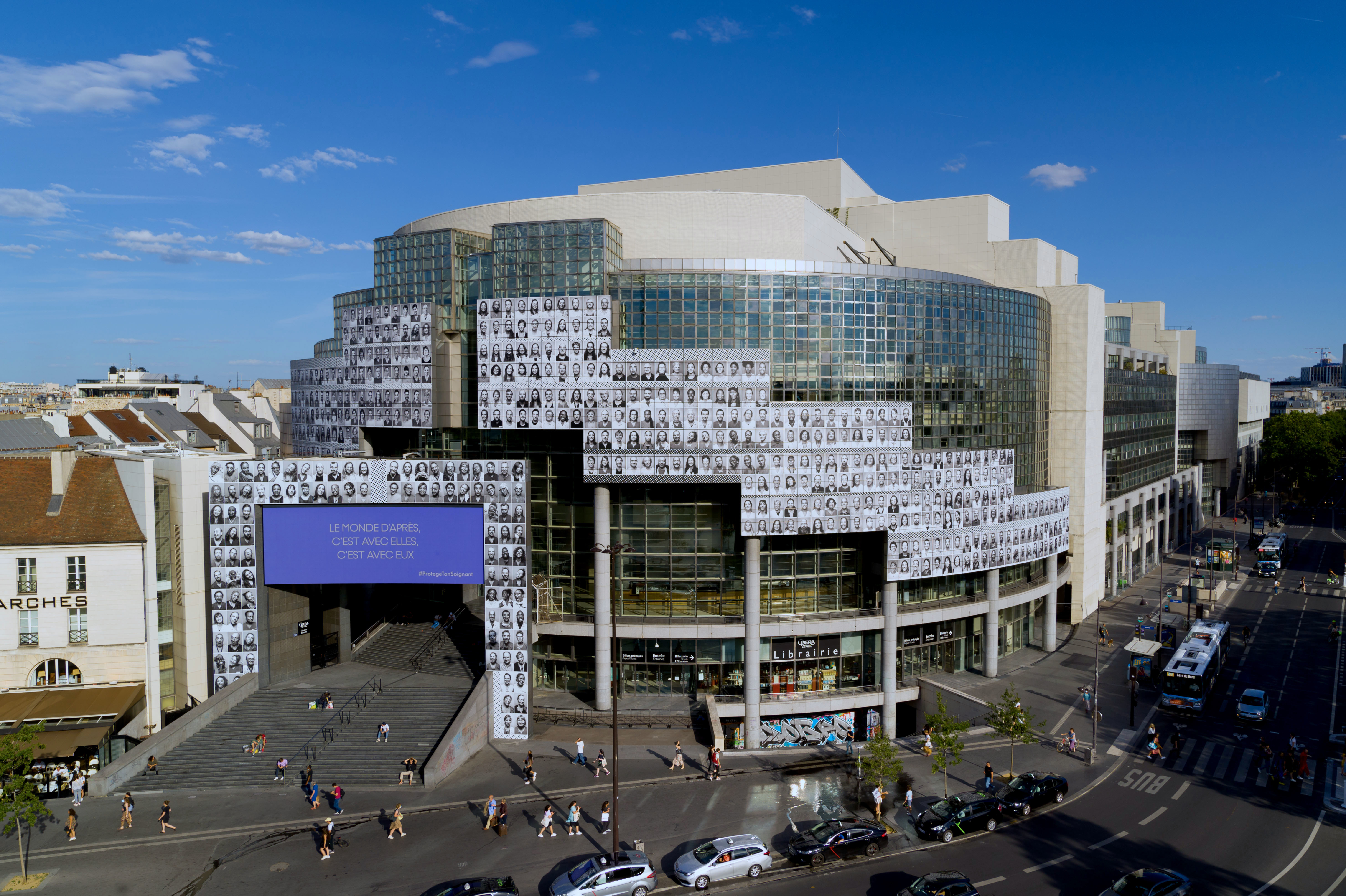 JR's new Installation at l'Opéra Bastille, Paris. Image courtesy of Protege Ton Soignant