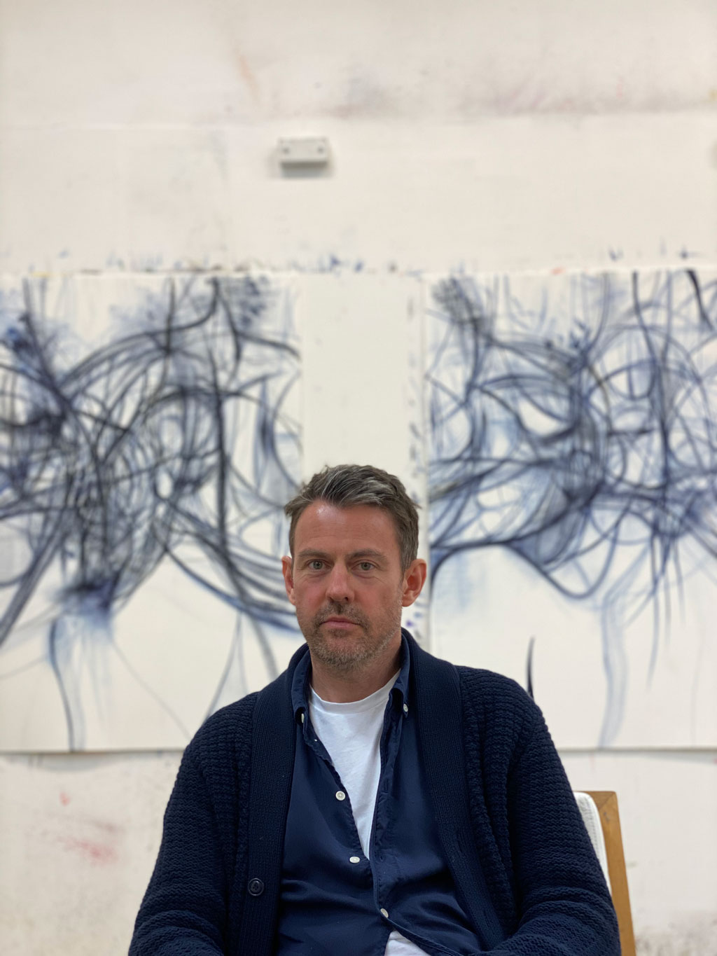 Nigel Cooke in his studio