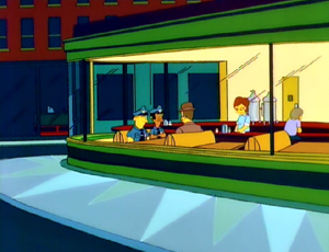 One of the Simpsons' many Nighthwaks parodies