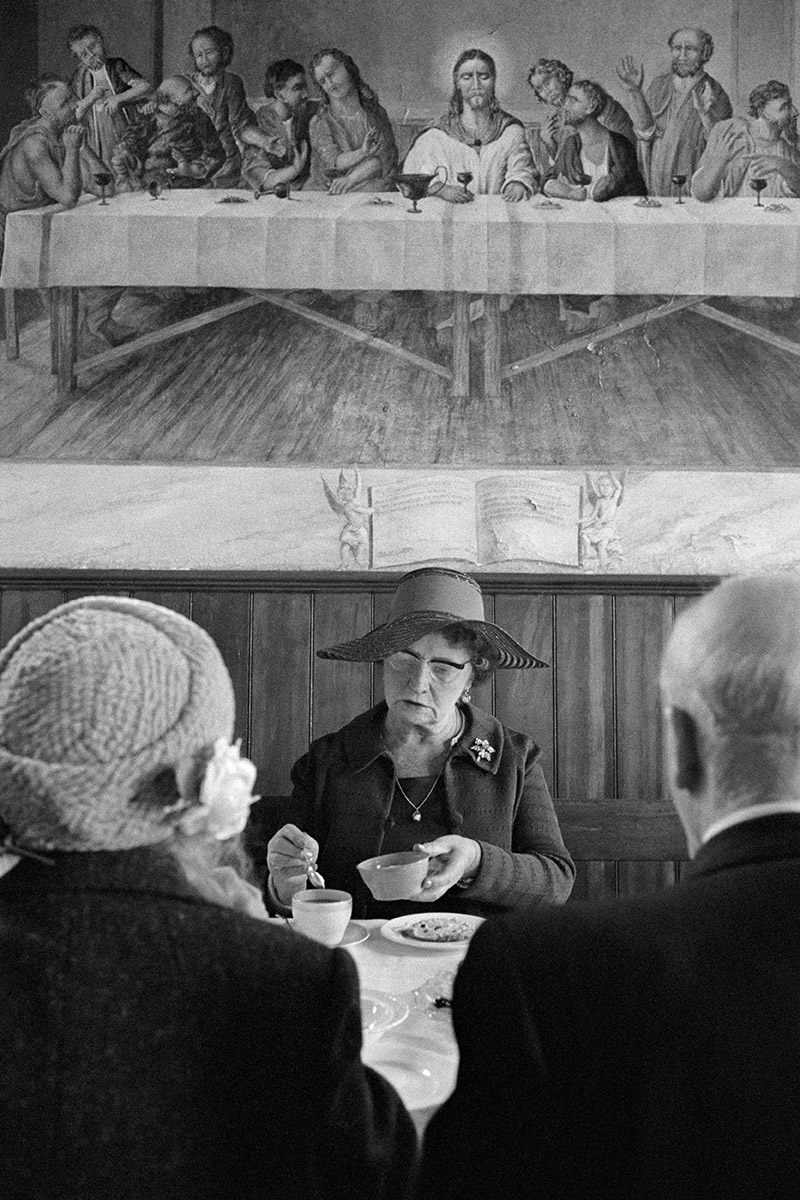 GB. England. West Yorkshire. Calderdale. Halifax. Steep Lane Baptist Chapel buffet lunch. 1976. © Martin Parr/Magnum Photos Courtesy The Hepworth Wakefield 