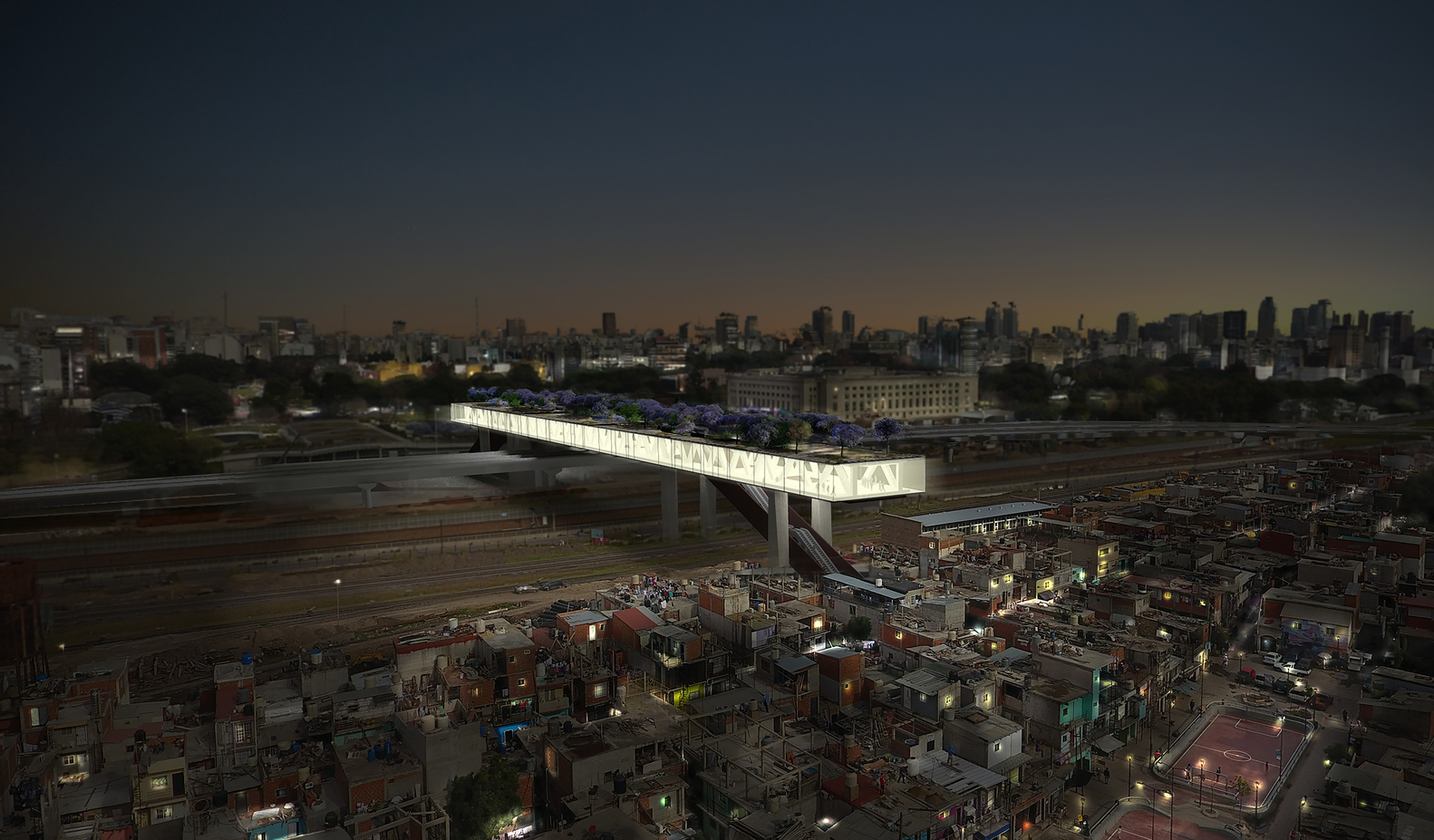Elemental's new garden bridge building proposal for Buenos Aires