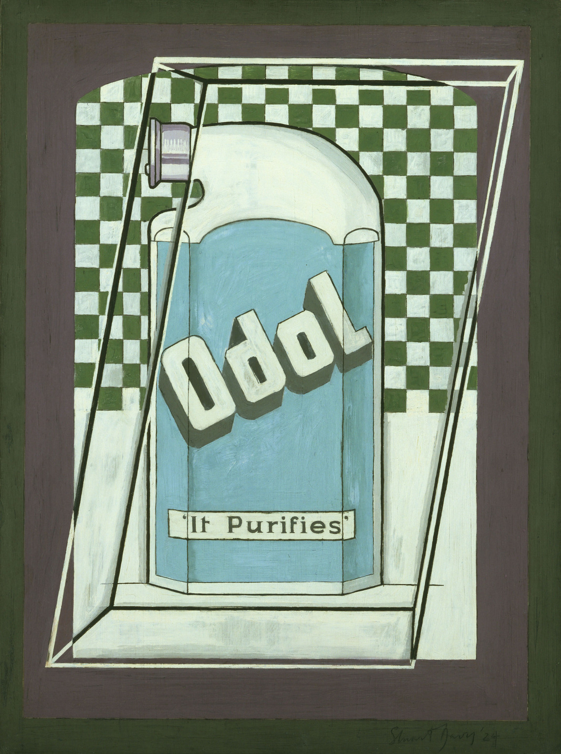 Odol (1924) by Stuart Davis. Oil on cardboard, 24 × 18 in. (60.9 × 45.6 cm). The Museum of Modern Art, New York; Mary Sisler Bequest (by exchange) and purchase, 1997. © Estate of Stuart Davis. As reproduced in Modern Art In America 1908–68