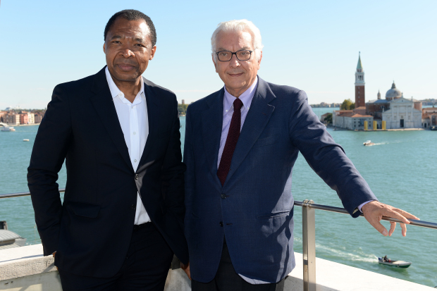 Okwui Enwezor and Paolo Baratta, the erstwhile president of the Venice Biennale