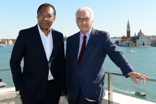 Paolo Baratta with the Phaidon contributor and Biennale's 2015 artistic director, Okwui Enwezor