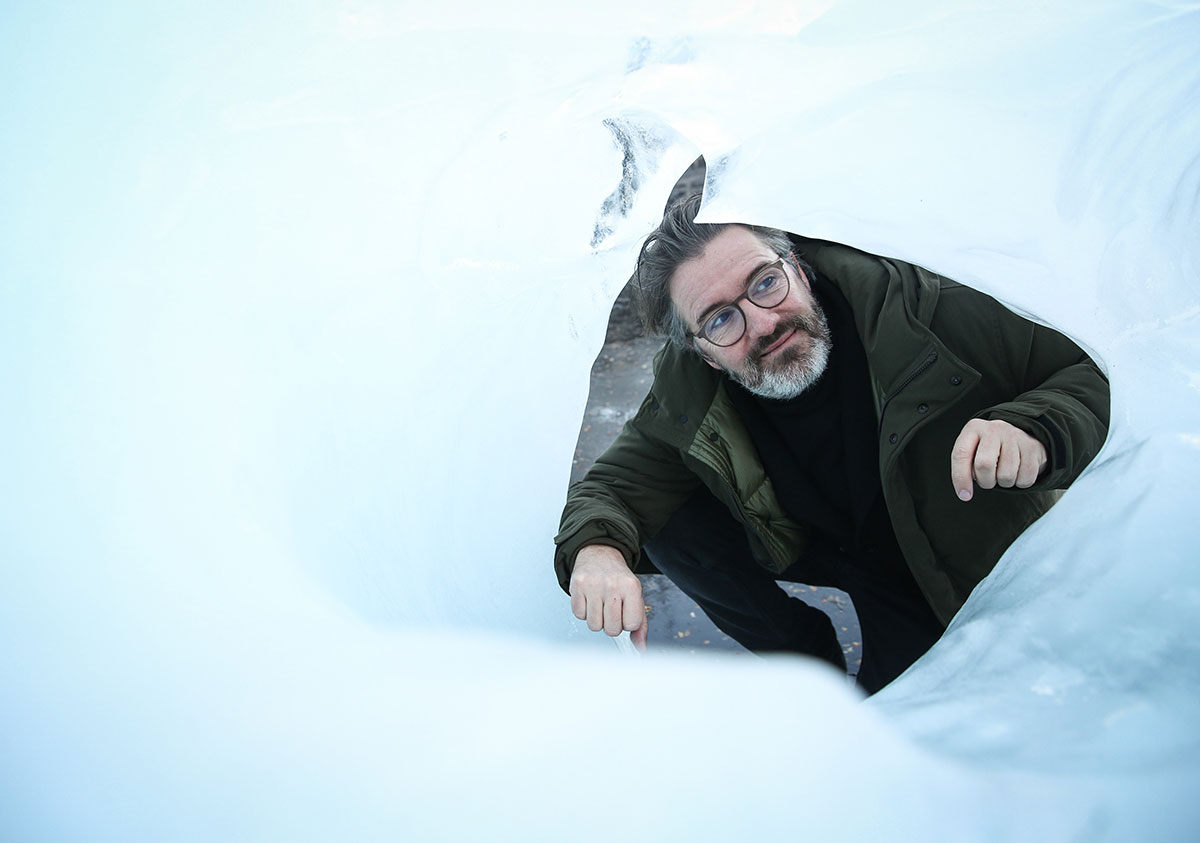 Olafur Eliasson pictured with Ice Watch