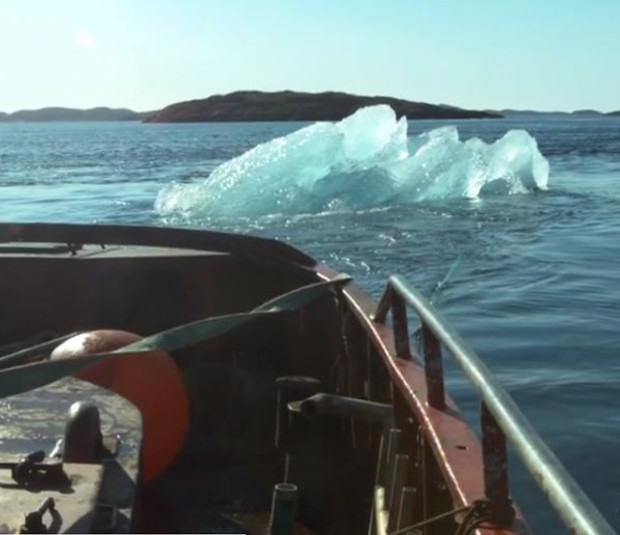 Greenland ice being harvested by Olafur Eliasson. Image courtesy of Studio Olafur Eliasson's Instagram