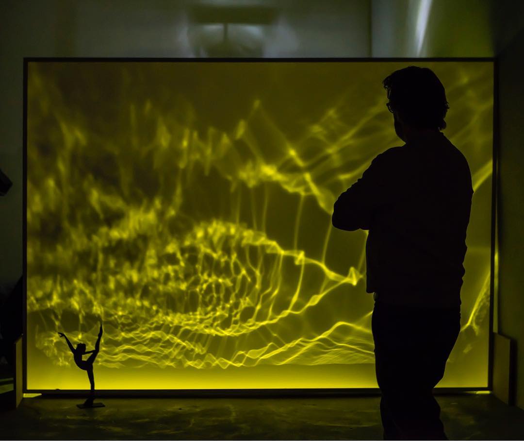Olafur Eliasson works on his new opera set. Image courtesy of Olafur's Instagram