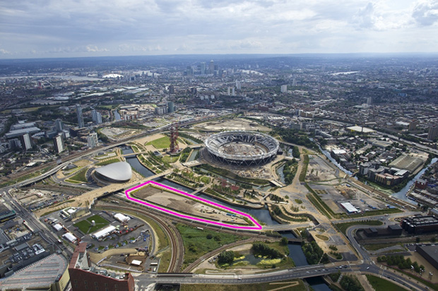 The culture and university district of 'Olympicopolis' will be created on this triangular site marked (4.5 acres). Kevin Allen/London Legacy Development Corp. (LLDC)
