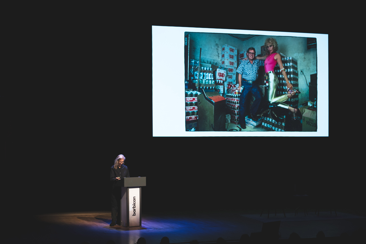Annie Leibovitz onstage at the Barbican