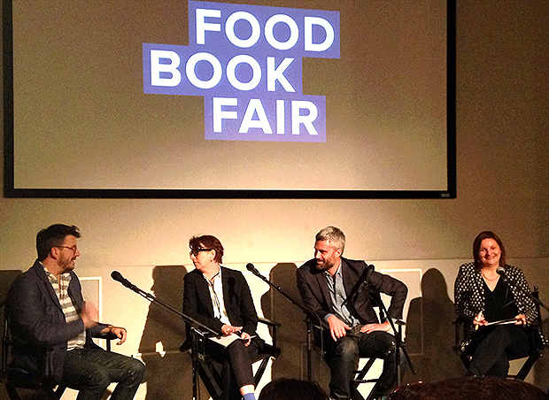 Emilia Terragni (second from left) exchanges words with Peter Meehan at the Food Book Fair discussion panel, last weekend to her right Alex Grossman and Anne E McBride
