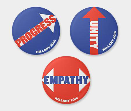 Pentagram partner Paula Scher's contribution to the 45 Pin Project