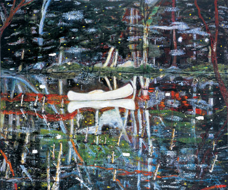 White Canoe (1991) by Peter Doig