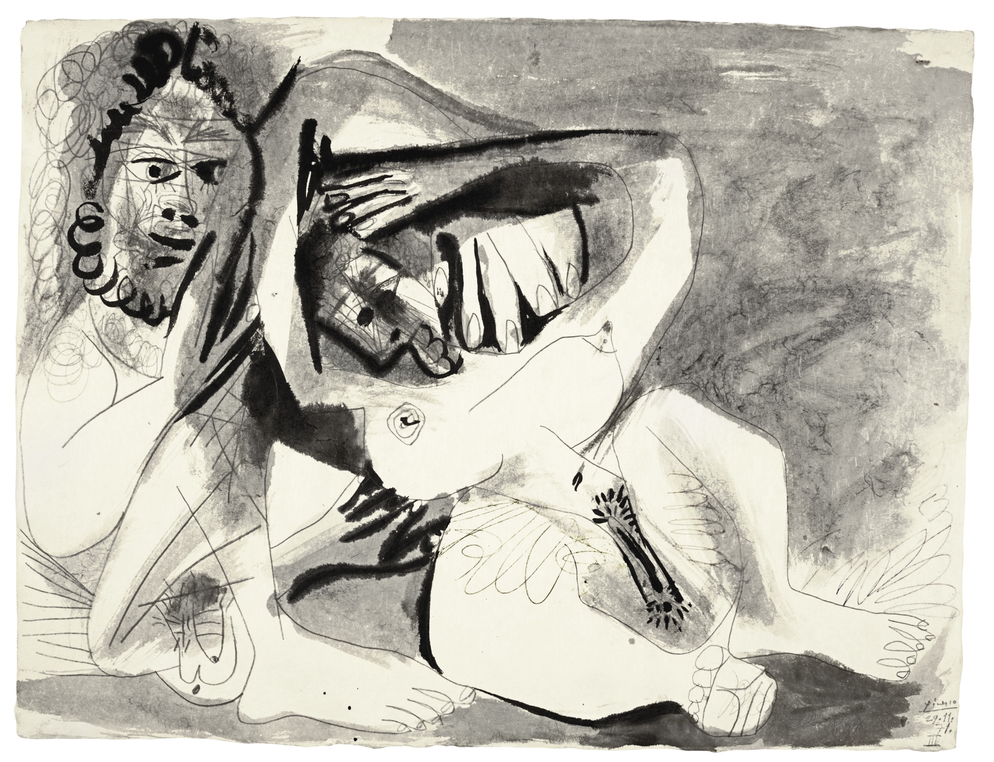 Homme et Femme Nus (1971) by Pablo Picasso, lot No 16 in Sotheby’s forthcoming sale