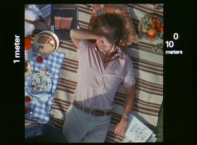 A film still from Powers of Ten (1977) by Charles and Ray Eames, as featured in Sun and Moon