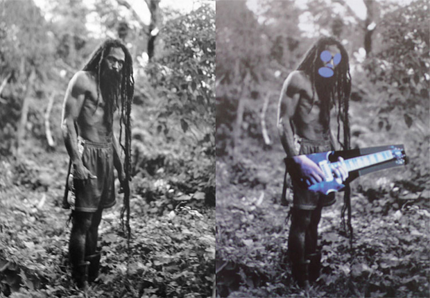 Left, a Rastafarian from Patrick Cariou's Yes, Rasta book; right, Richard Prince's Graduation from the Canal Zone series