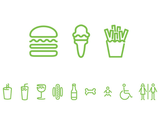 Examples of Shack Shack branding, courtesy of Pentagram.com