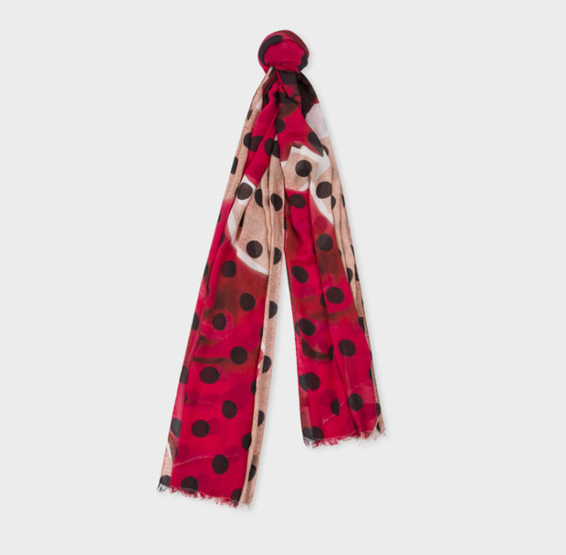 For her: Pink And Red 'Rose' And Polka Dot Print Scarf
