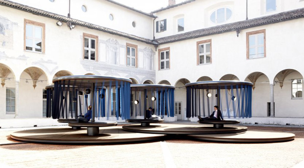 The Bouroullec brothers Quiet Motion carousels at the Milan furniture fair