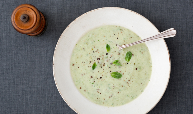 Cold cucumber cream soup, a recipe from <a href=