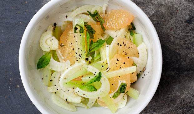 Fennel and pink grapefruit, a recipe from <a href=
