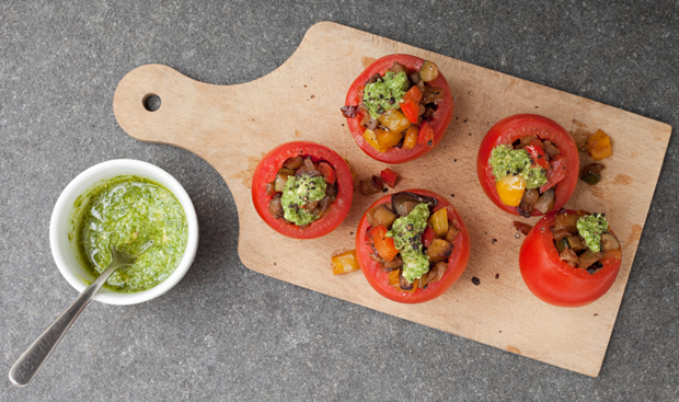 Mediterranean stuffed tomatoes, a recipe from <a href=