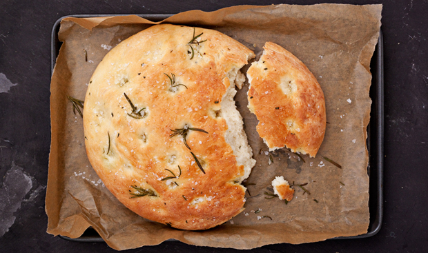 Rosemary focaccia, a recipe from <a href=