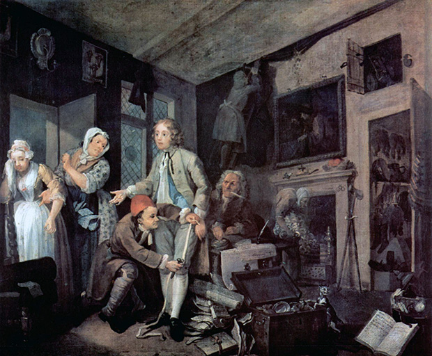 A Rake's Progress: 1 The Heir (1733) by William Hogarth