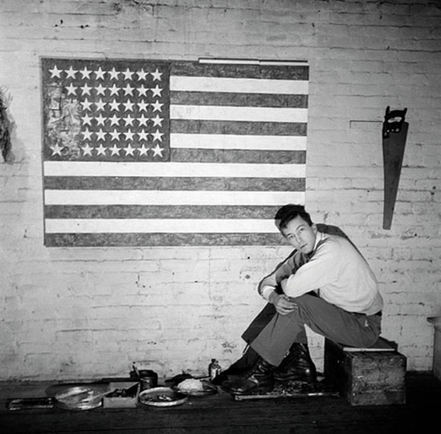 Jasper Johns at Pearl Street studio in 1955. Photograph by Robert Rauschenberg