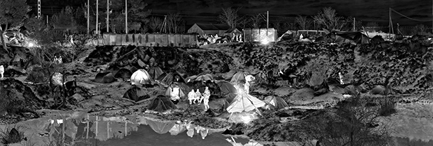 Richard Mosse Idomeni Series: Heat Maps; digital Chromogenic metallic print; 48 x 120 inches; 2016 Idomeni, Greece © Prix Pictet Space 