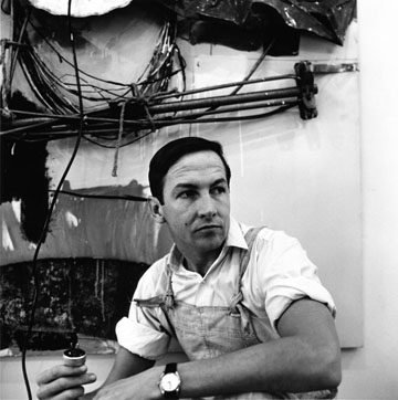 Robert Rauscenberg, self portrait of the artist with his work