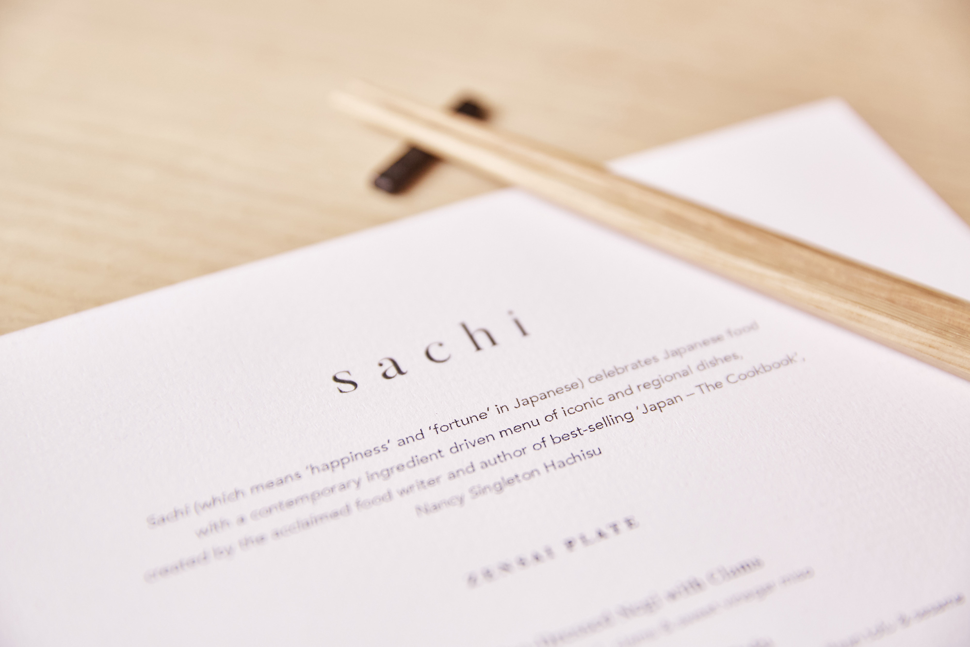 Sachi menu at Pantechicon created by Nancy Singleton Hachisu Photography @charliemckay