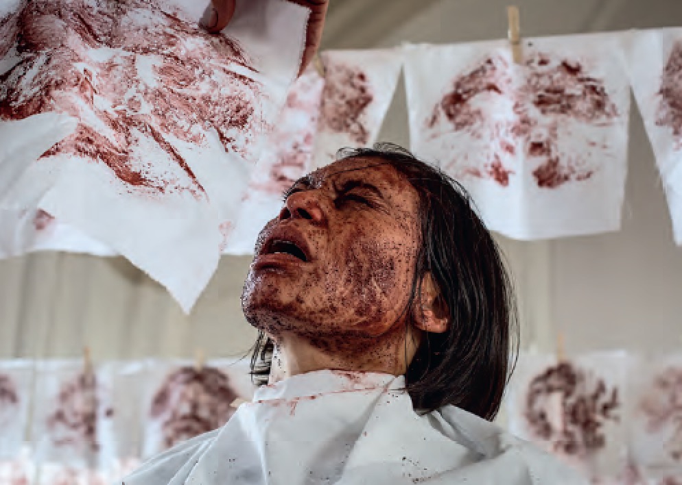 Being Human Being, Faces (Lilibeth), 2014 5-hour performance in ‘Being Human Being 1’ exhibition, Kunsthal Nikolaj, Copenhagen