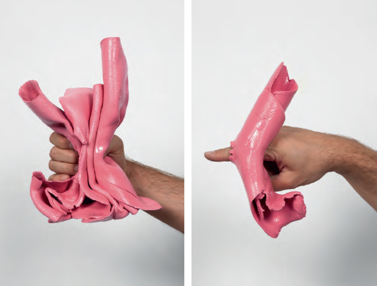 Untitled handheld sculpture I (pink), 2014 Ceramic, enamel – Marco Chiandetti and Untitled handheld sculpture II (pink), 2014 Ceramic, enamel – Marco Chiandetti 