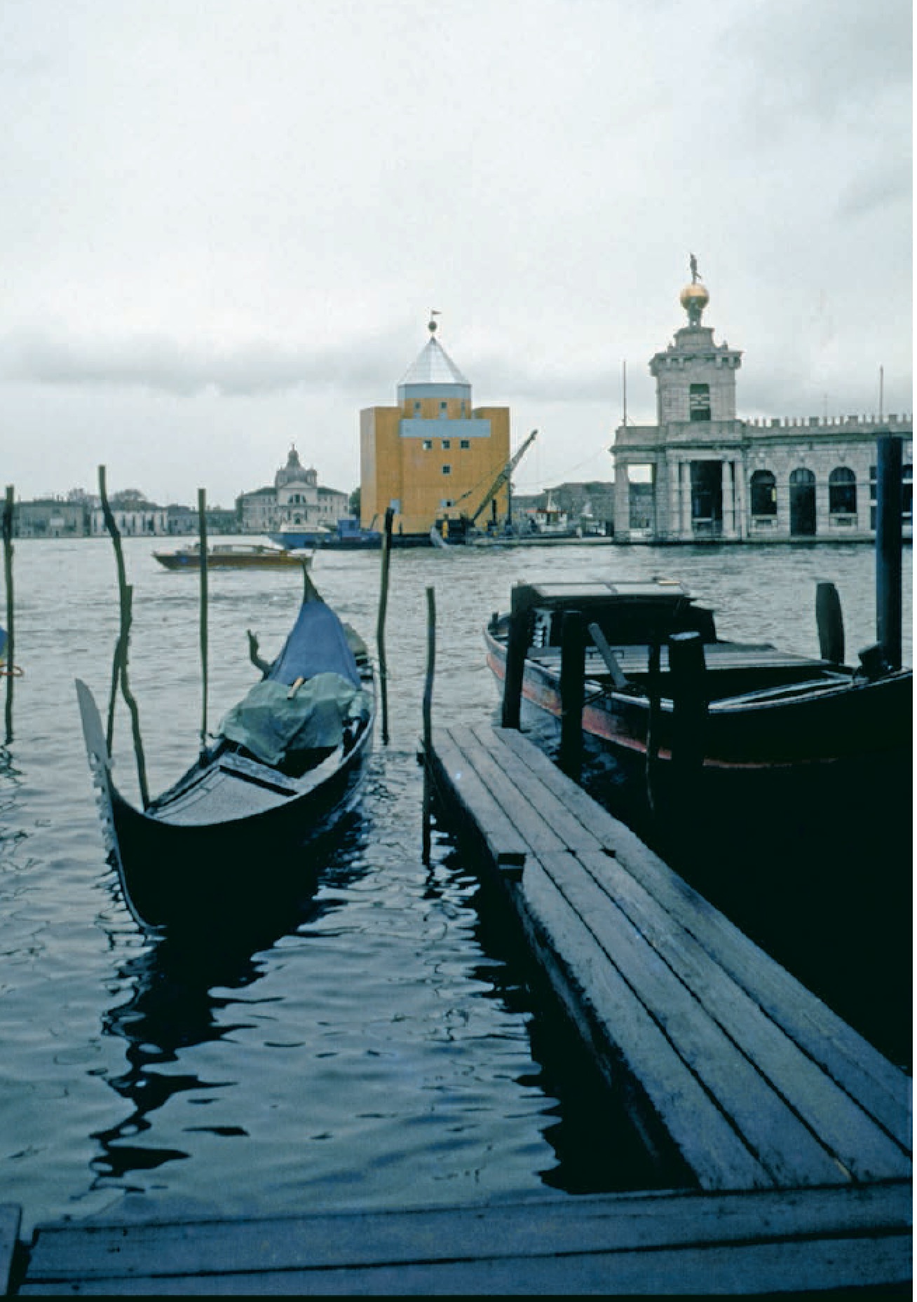 Aldo Rossi’s Teatro del Mondo (Theater of the World)
anchored at the Punta della Dogana during the 1980 Venice Architecture Biennale from Exhibit A Exhibitions That Transformed Architecture 1948-2000