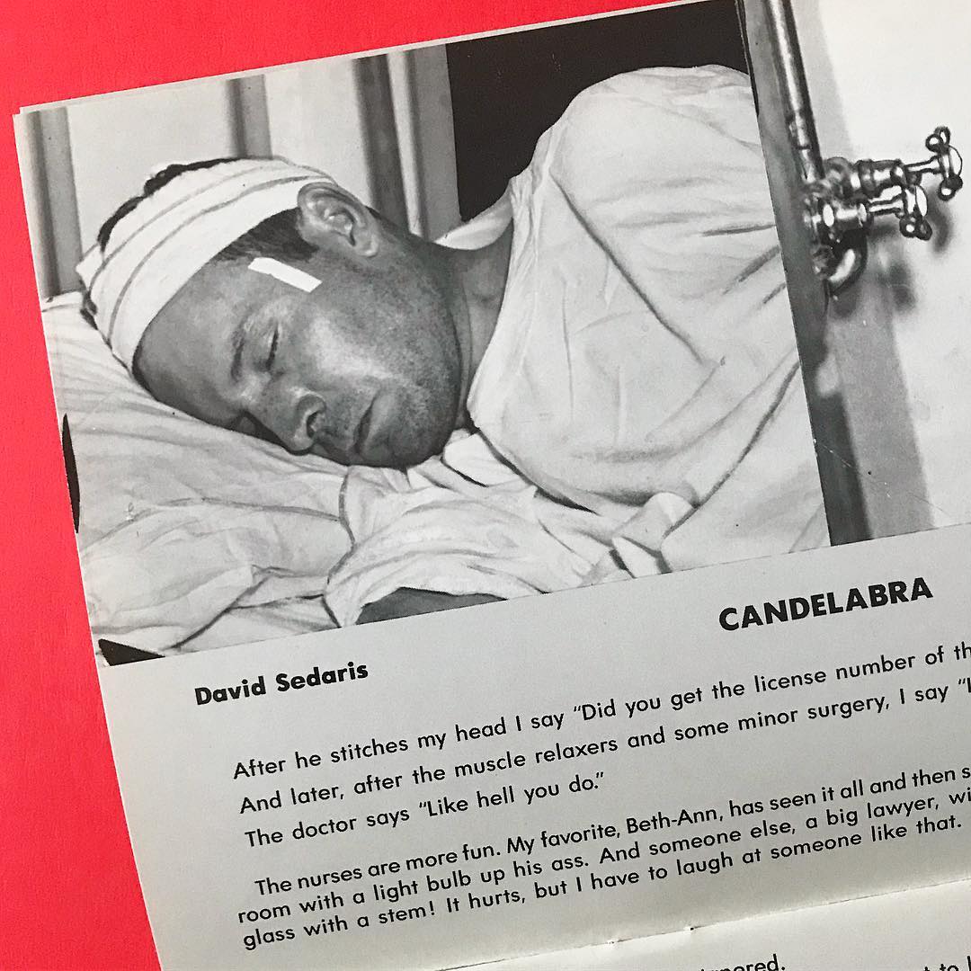 David Sedaris’s short story ‘Candelabra’ in ‘Farm', 1987, Chicago.Image courtesy of Frieze's Instagram